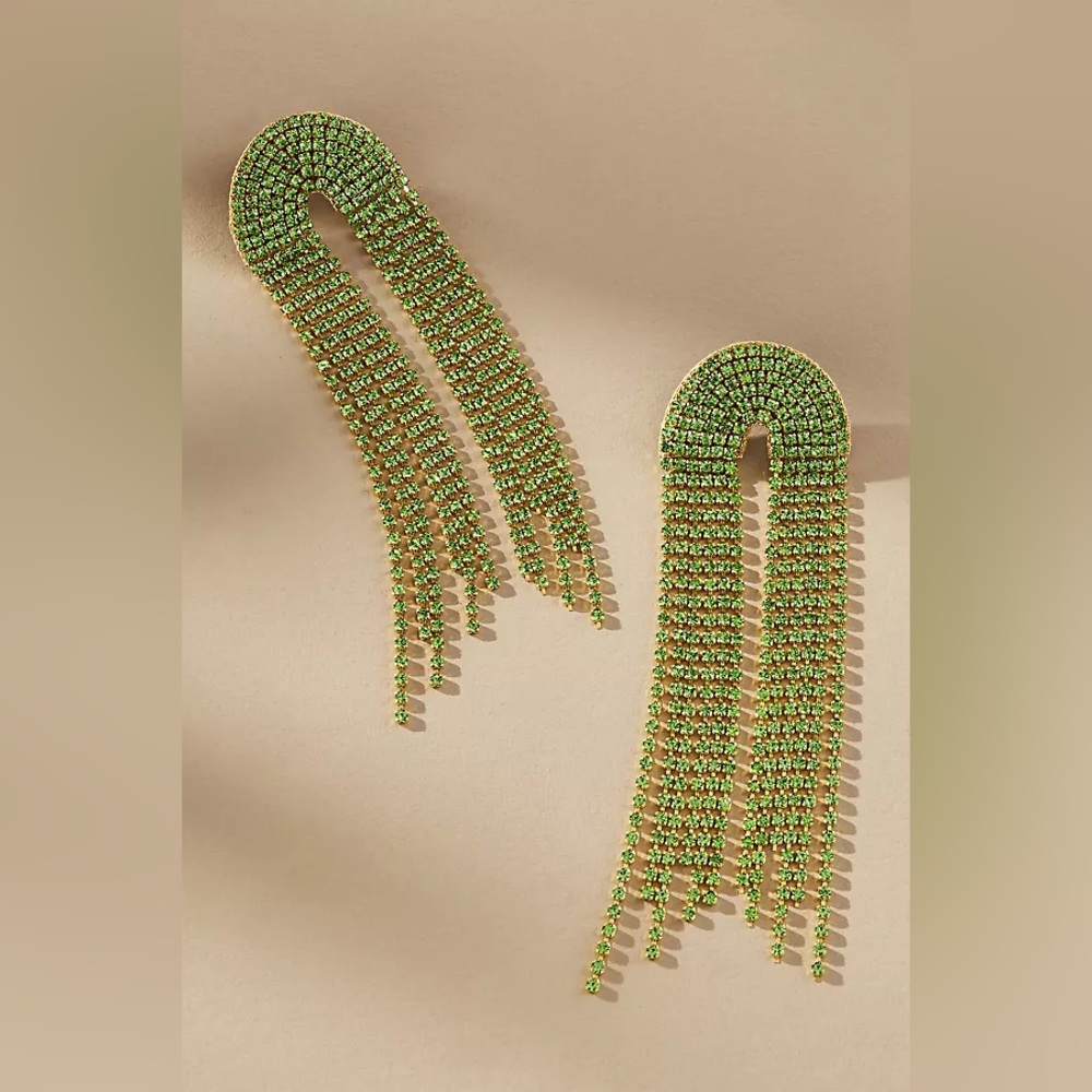 Deepa Gurnani Warren Earrings in Lime